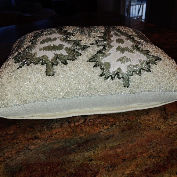 34th & Pine Holiday Tree Bling Beaded Decorator Lumbar Throw Pillow 15x11x6" - Picture 2 of 12